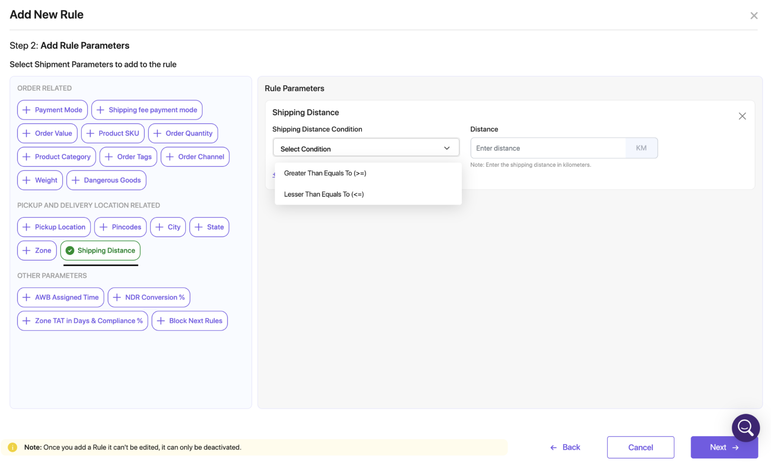 Hyperlocal courier rule engine